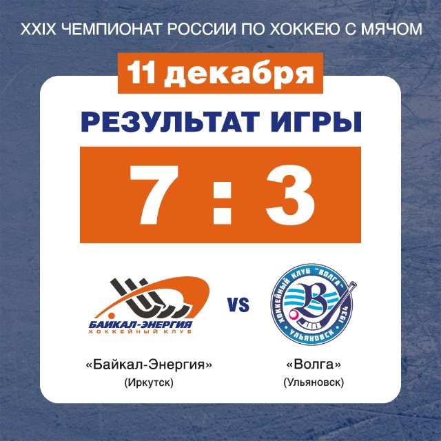 XXIX Чемпионат России. Байкал- Энергия (Иркутск)- Волга (Ульяновск) 7 : 3  ( 3 : 1)