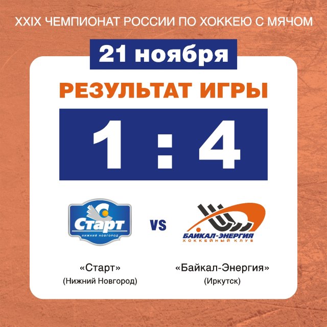 XXIX Чемпионат России. Старт (Нижегородская область) – Байкал- Энергия (Иркутск) 1:4 (1:2)